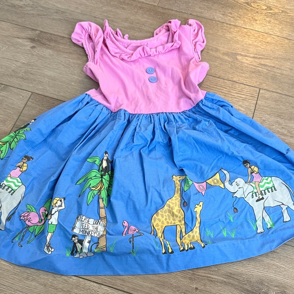 Eleanor Rose Pink and Blue Animal Print Dress 6/7